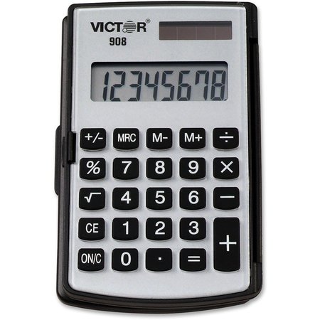 VICTOR TECHNOLOGY 8-Digit Dual Power Pocket Calculator, 2-3/4"x4-1/2"x3/8", BK VCT908
